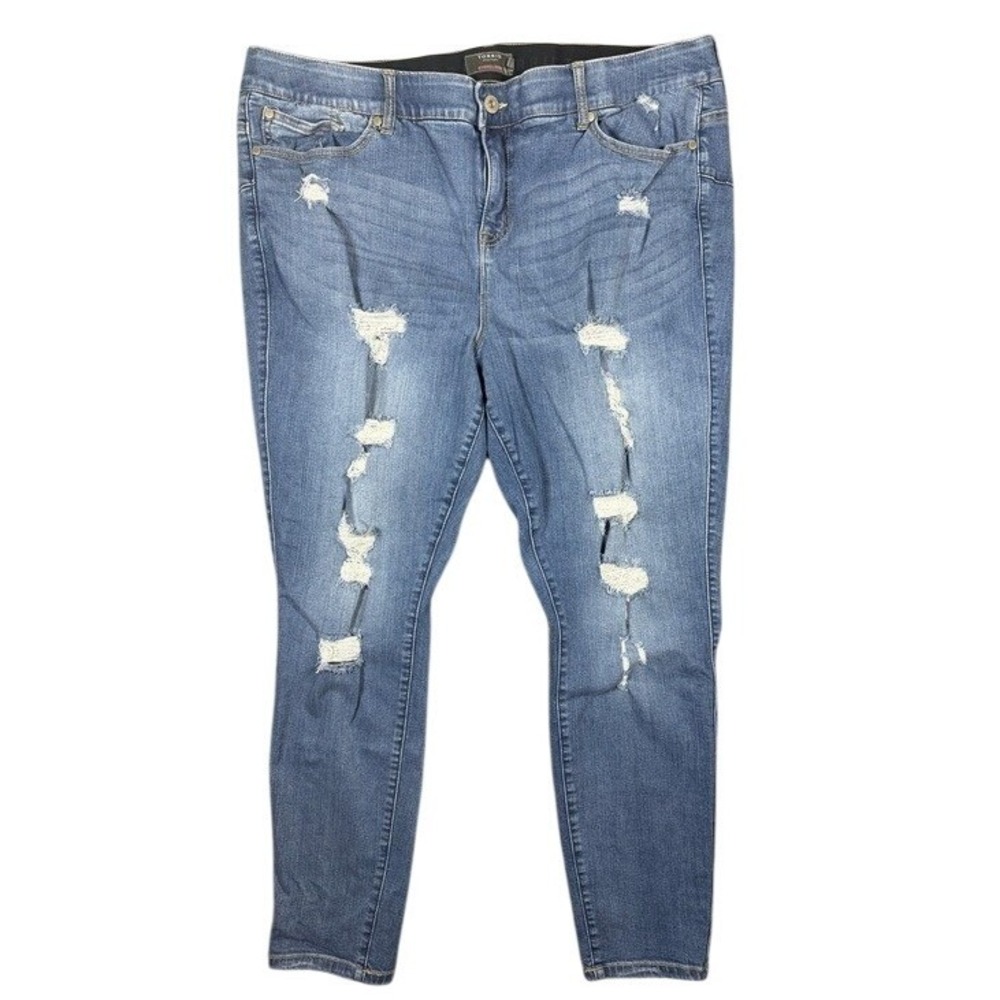 Torrid Bombshell Skinny Jeans Womens‎ 24T Blue Distressed Ripped High Rise Denim